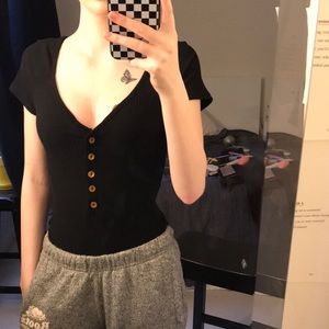 Black button up body suit